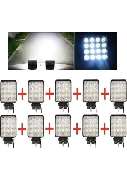 10 Adet 16 LED Off Road Sis Fari Sis Lambasi Çalisma Lambasi Projektör