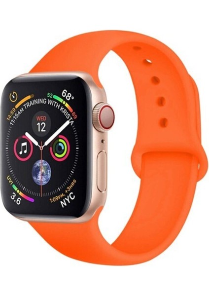 Apple Watch Uyumlu 38 - 40 mm Spor Kordon Silikon Kayış Turuncu