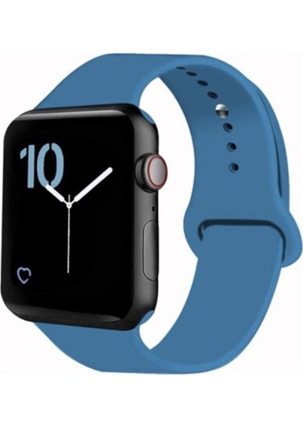 Apple Watch Uyumlu 38 - 40 mm Mavi Spor Kordon Silikon Kayış