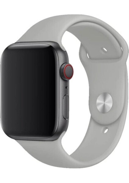 Gri Apple Watch Uyumlu Spor Kordon Silikon Kayış 38 - 40 mm