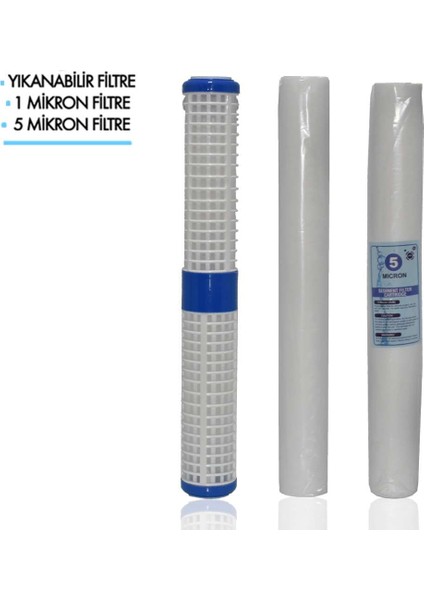 Daire Bina Girişi 20'' Inch 3 Aşama Yedek Filtre Seti Yık-1m-5m