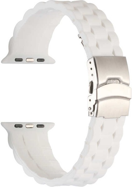 Apple Watch 4 5 38MM Kordon Mat Silikon Ayarlanabilir Krd 72 Beyaz
