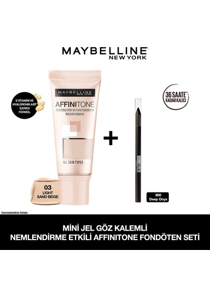 Maybelline Mini Jel Göz Kalemli Affinitone  Fondöten Seti - 03 Light Sandbeige