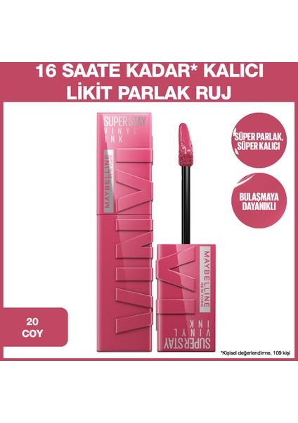 Maybelline Mini Jel Göz Kalemli Vinyl Ink Uzun Süre Kalıcı Likit Parlak Ruj Seti - 20 Coy