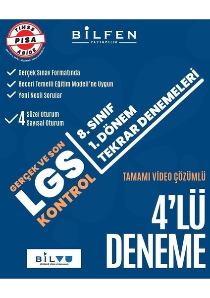 8. Sınıf LGS Kontrol 1.dönem 4'lü Deneme