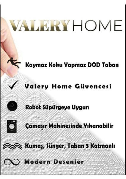 Yıkanabilir Kaymaz Tabanlı Kesme Rulo Halı Yolluk Siyah-Beyaz