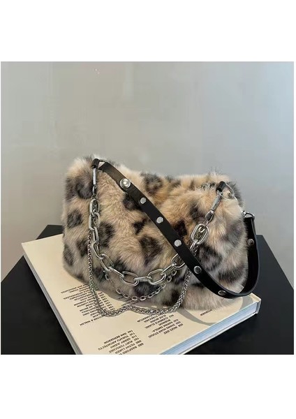 Pembe Kalp Yumuşak Peluş Tek Omuz Zincir Çapraz Askılı Tote(Yurt Dışından)