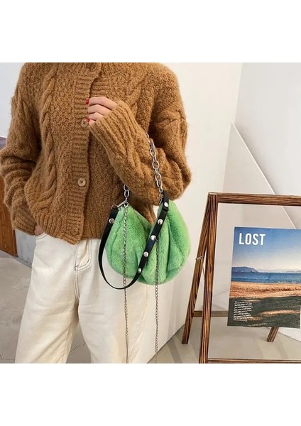 Yumuşak Peluş Sevimli Faux Fur Bayanlar Tek Omuz Messenger Çanta Leopar Baskı Çanta(Yurt Dışından) fırsatları