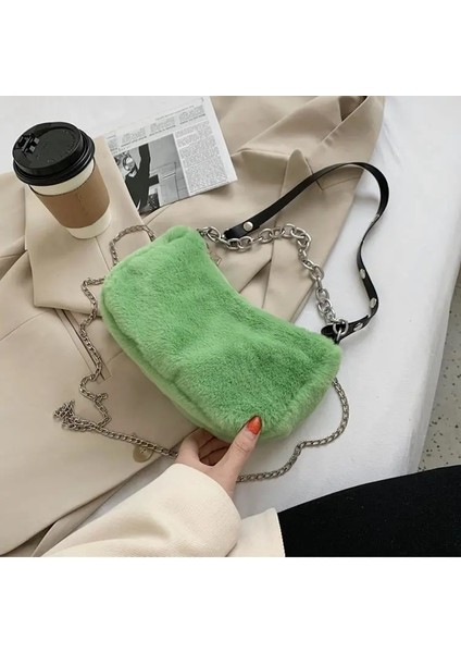 Yumuşak Peluş Sevimli Faux Fur Bayanlar Tek Omuz Messenger Çanta Leopar Baskı Çanta(Yurt Dışından) indirimleri