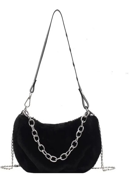 Yumuşak Peluş Sevimli Faux Fur Bayanlar Tek Omuz Messenger Çanta Leopar Baskı Çanta(Yurt Dışından) modelleri