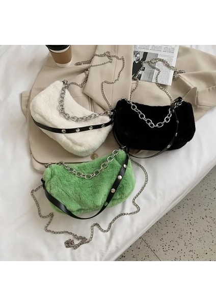 Yumuşak Peluş Sevimli Faux Fur Bayanlar Tek Omuz Messenger Çanta Leopar Baskı Çanta(Yurt Dışından) indirimleri