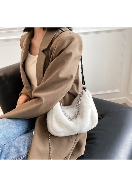 Yumuşak Peluş Sevimli Faux Fur Bayanlar Tek Omuz Messenger Çanta Leopar Baskı Çanta modelleri