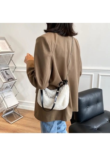 Yumuşak Peluş Sevimli Faux Fur Bayanlar Tek Omuz Messenger Çanta Leopar Baskı Çanta fırsatları