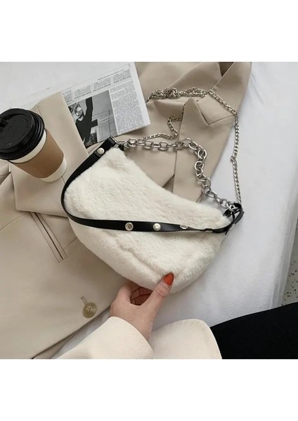 Yumuşak Peluş Sevimli Faux Fur Bayanlar Tek Omuz Messenger Çanta Leopar Baskı Çanta indirimleri