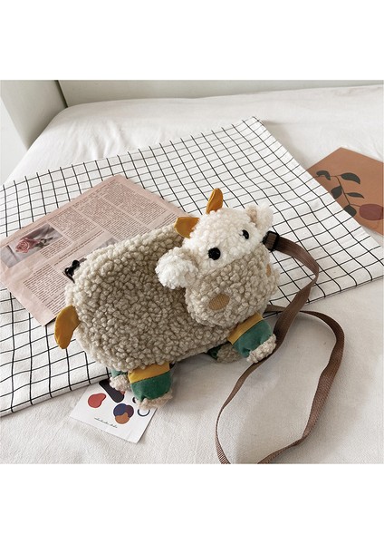 Peluş Hayvan Karikatür Sevimli Yün Omuz Çantası