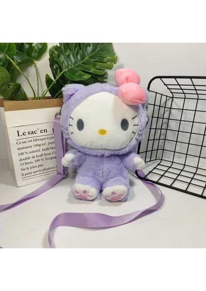 Hello Kitty Kısa Peluş Yumuşak Karikatür Çapraz Çanta Kozmetik Saklama Bozuk Para Çantası Hediye