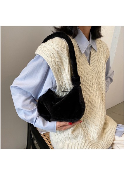 Yumuşak Peluş Hobo Tote Faux Fur Bayan Küçük Omuz Çantası fiyatları