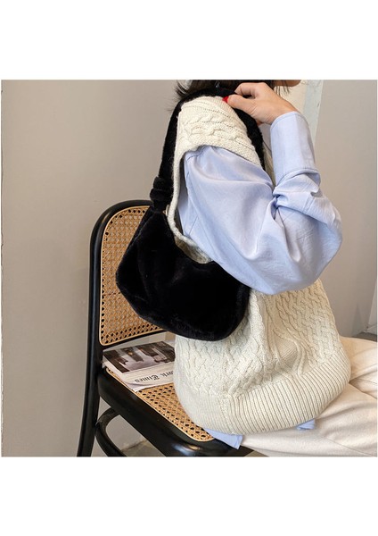 Yumuşak Peluş Hobo Tote Faux Fur Bayan Küçük Omuz Çantası modelleri