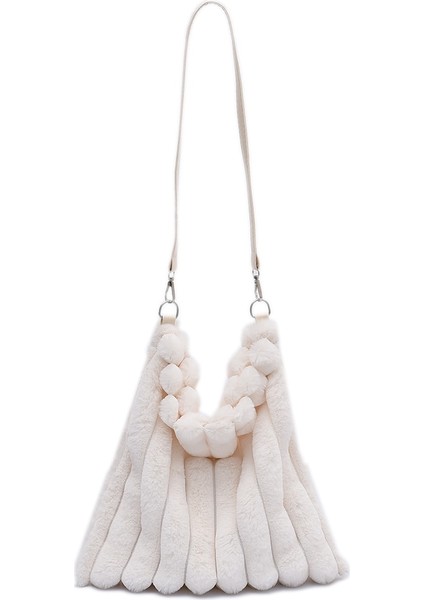 Baskılı Omuz Çantası Peluş Suni Kürk Tote