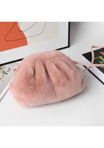 Klipsli Omuz Çantası Şık Yumuşak Peluş Crossbody Faux Fur Tote