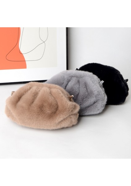 Klipsli Omuz Çantası Şık Yumuşak Peluş Crossbody Faux Fur Tote fiyatları
