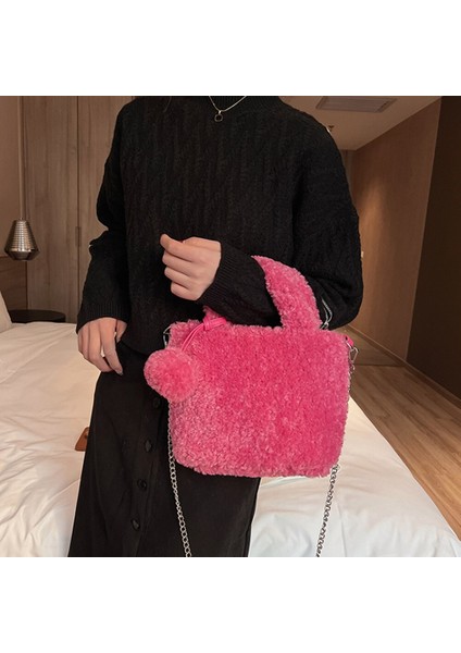 Peluş Suni Kürk Çanta Çapraz Zincir Günlük Omuz Çantası modelleri