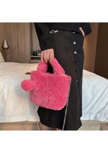 Peluş Suni Kürk Çanta Çapraz Zincir Günlük Omuz Çantası fırsatları