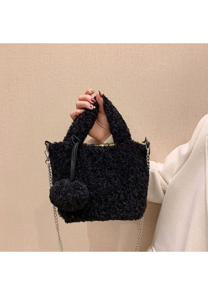 Peluş Suni Kürk Çanta Çapraz Zincir Günlük Omuz Çantası