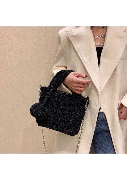 Peluş Suni Kürk Çanta Çapraz Zincir Günlük Omuz Çantası fiyatları