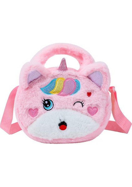 Unicorn Peluş Tek Omuz Karikatür Depolama Bozuk Para Cüzdanı Peluş Crossbody Çanta(Yurt Dışından)