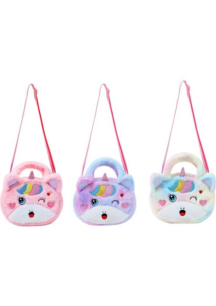 Unicorn Peluş Tek Omuz Karikatür Depolama Bozuk Para Cüzdanı Peluş Crossbody Çanta(Yurt Dışından) fiyatları