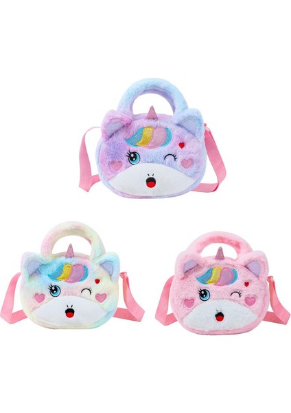 Unicorn Peluş Tek Omuz Karikatür Depolama Bozuk Para Cüzdanı Peluş Crossbody Çanta(Yurt Dışından) modelleri
