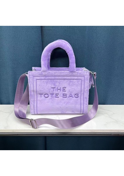 Suni Kürk Tote Lüks Peluş Tek Omuz Çapraz Askılı Çanta