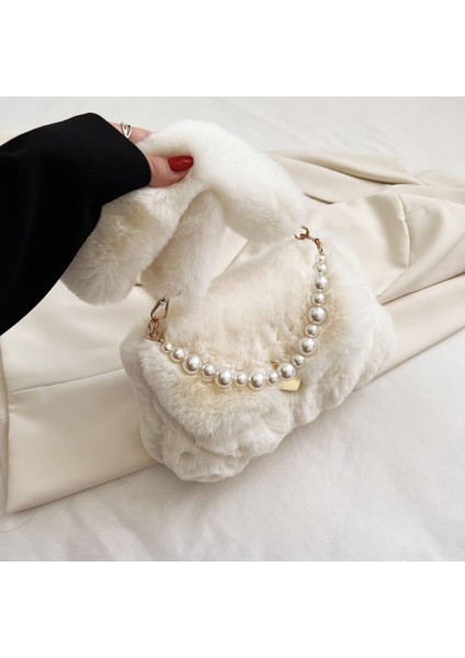 Lüks Faux Fur Omuz Çantası Sıcak Kısa Peluş Zarif Tote