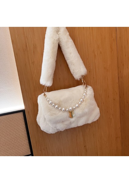 Lüks Faux Fur Omuz Çantası Sıcak Kısa Peluş Zarif Tote fiyatları