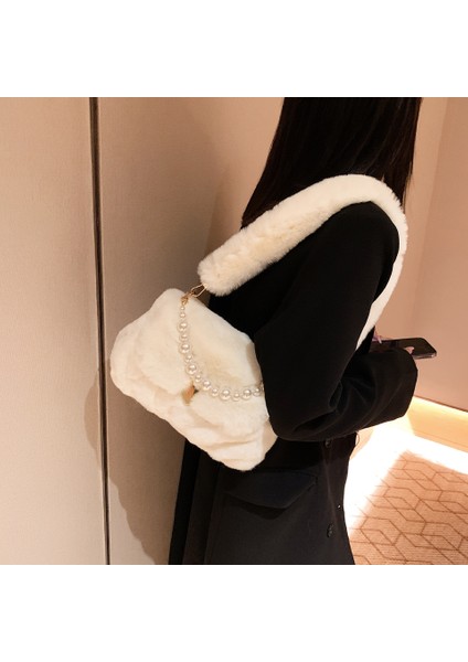 Lüks Faux Fur Omuz Çantası Sıcak Kısa Peluş Zarif Tote fırsatları