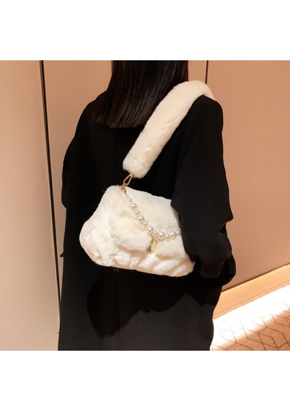 Lüks Faux Fur Omuz Çantası Sıcak Kısa Peluş Zarif Tote indirimleri