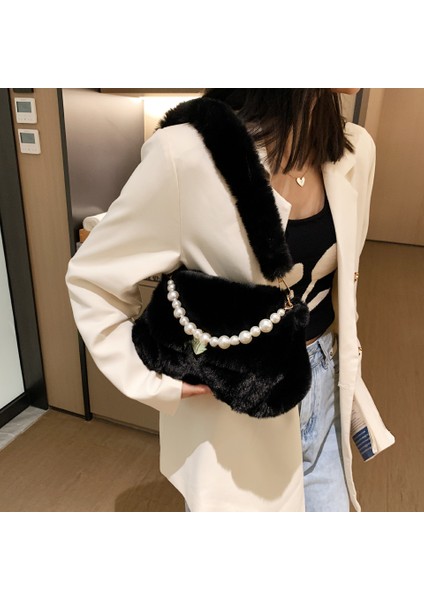 Lüks Faux Fur Omuz Çantası Sıcak Kısa Peluş Zarif Tote(Yurt Dışından) modelleri