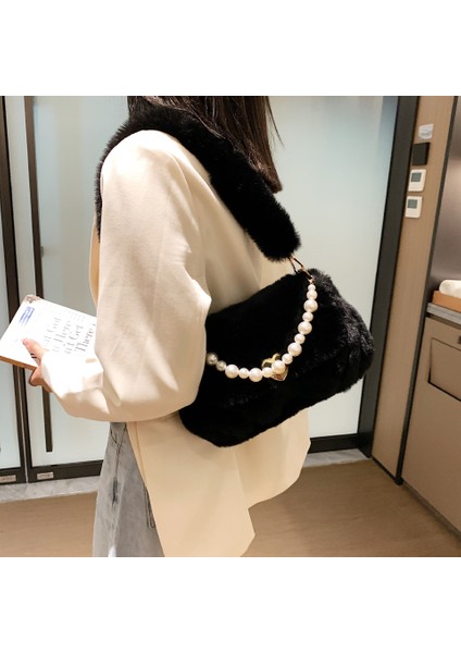 Lüks Faux Fur Omuz Çantası Sıcak Kısa Peluş Zarif Tote(Yurt Dışından) indirimleri