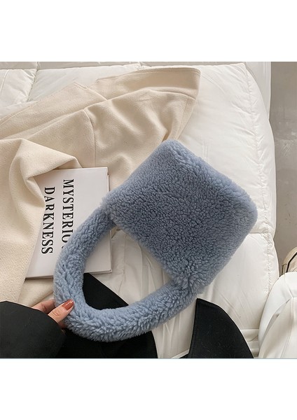 Yumuşak Peluş Tote Çanta Kare Omuz Çantası Faux Fur Bayan Tote Çanta Çanta modelleri