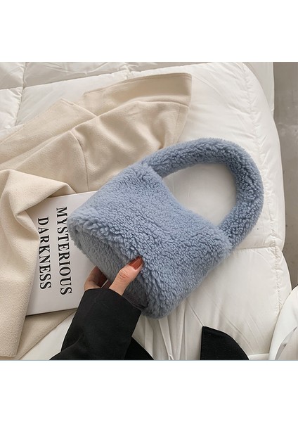 Yumuşak Peluş Tote Çanta Kare Omuz Çantası Faux Fur Bayan Tote Çanta Çanta indirimleri