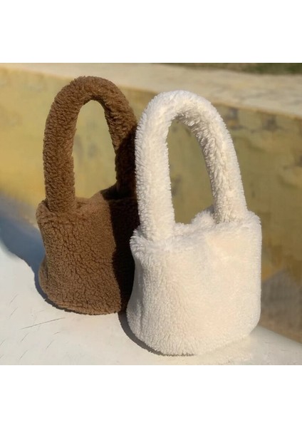 Yumuşak Peluş Tote Çanta Kare Omuz Çantası Faux Fur Bayan Tote Çanta Çanta fiyatları