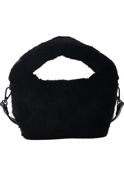 Yumuşak Kabarık Faux Kürk Çanta Peluş Tote Günlük Fermuar Kare Seyahat Sokak Crossbody Çanta