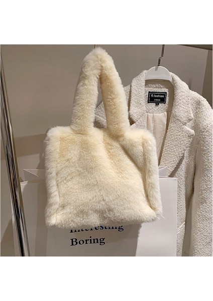 Suni Kürk Tote Yumuşak Peluş Omuz Çantası modelleri