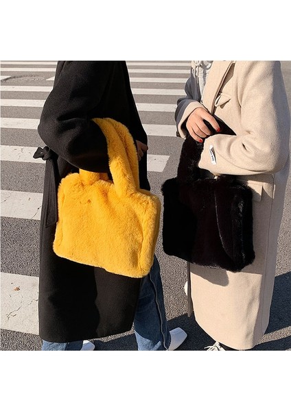 Suni Kürk Tote Yumuşak Peluş Omuz Çantası fiyatları