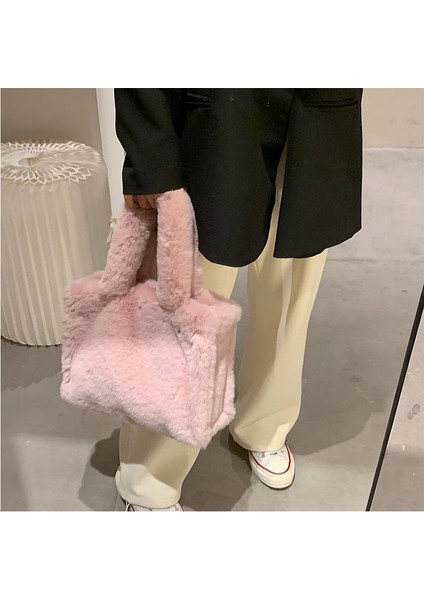 Suni Kürk Tote Yumuşak Peluş Omuz Çantası fırsatları