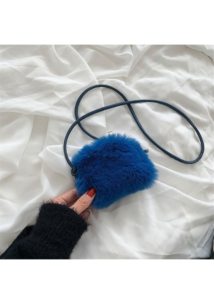 Faux Fur Bir Omuz Lüks Yumuşak Peluş Bayanlar Mini Telefon Çantası Sevimli Crossbody Çanta