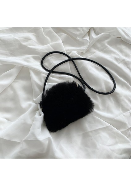 Faux Fur Bir Omuz Lüks Yumuşak Peluş Bayanlar Mini Telefon Çantası Sevimli Crossbody Çanta