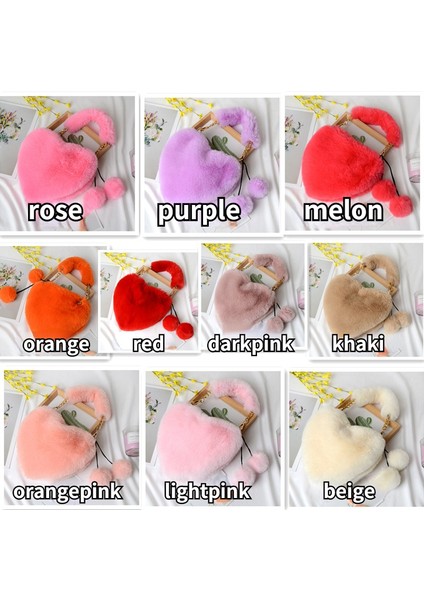 Faux Fur Tote Sevimli Peluş Kalp Tek Omuz Aşk Tote Crossbody Çanta fiyatları