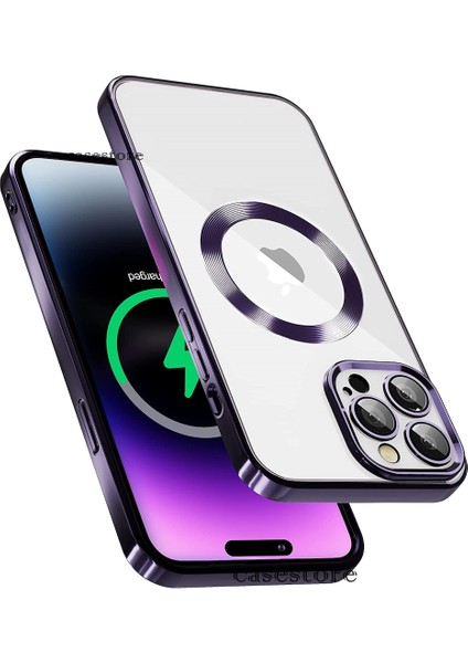 Apple iPhone 14 Pro Max Uyumlu Armor Kılıf Kamera Lens Tam Korumalı Yuvarlak Halkalı Logo Parlak Kenar Renkli Case
